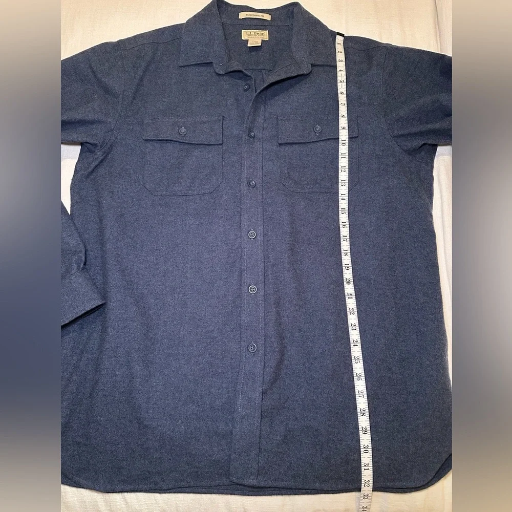 LL Bean Chamois Cloth Navy Shirt Traditional Fit - Picture 9 of 9